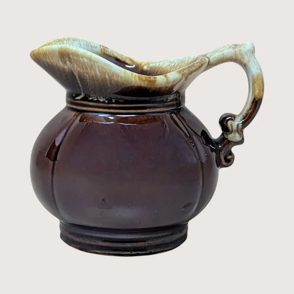 1970s McCoy Brown Drip Glaze Ceramic Pitcher